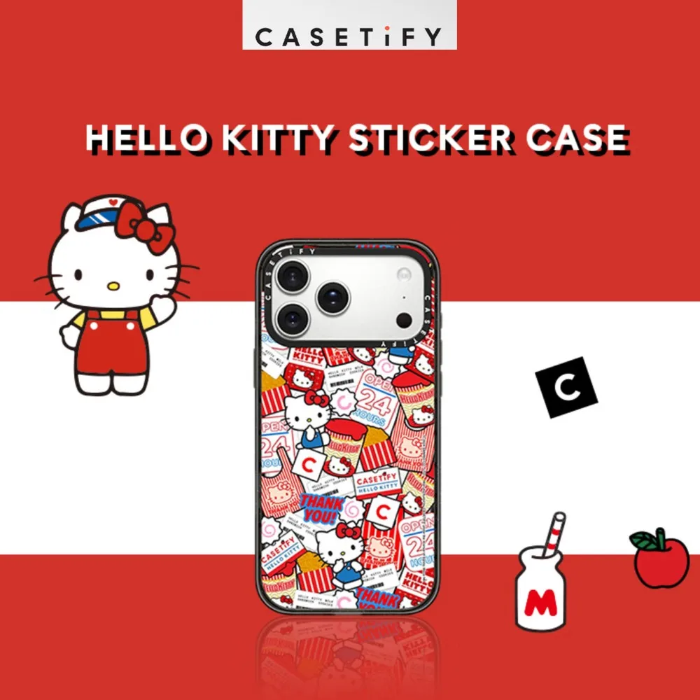 

CASETIFY Hello Kitty Crystal Case with Hello Kitty Sticker Marketplace 4X Military Grade Drop Protection Compatible with Magsafe