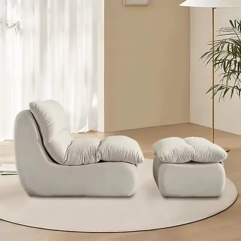 Modern Asian Style Accent Bean Bag Chair Set Convertible Sofa Bed with Footstool Fabric Upholstery Compressed Bean Bag Chair