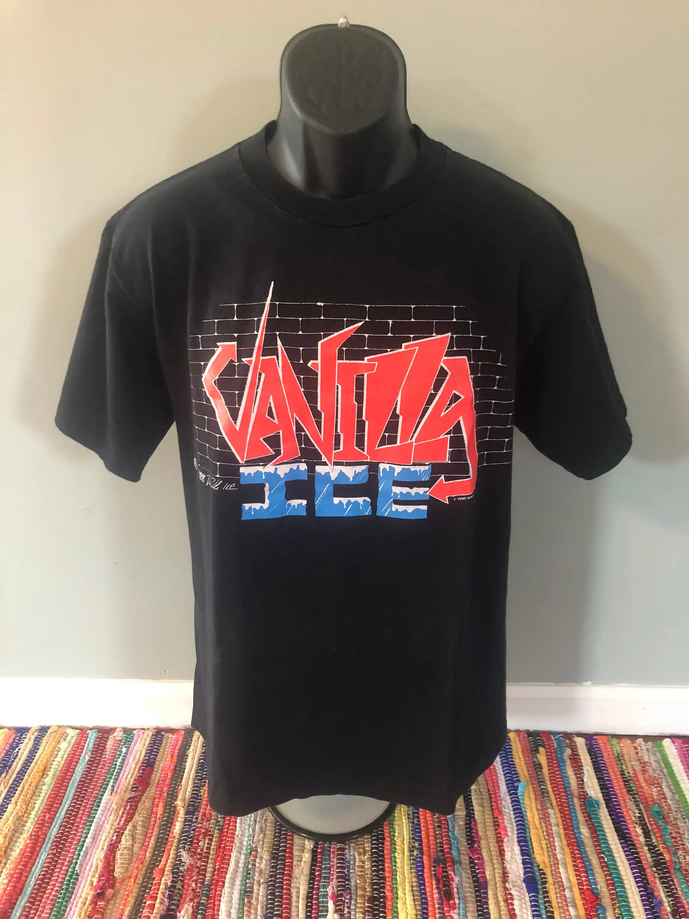 1990 Vanilla Ice Concert Tour T Shirt Vintage Rap Band Baby To The Extreme Neon Hip Hop Play Funky Music Softee Made USA XL