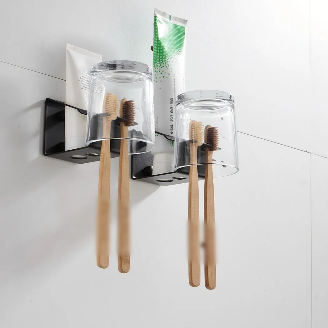 Wall-mounted Toothbrush Holder Wall Mount Stainless Steel  Toothpaste Rack Punch-free Bathroom Storage For Home Waterproof Bathr