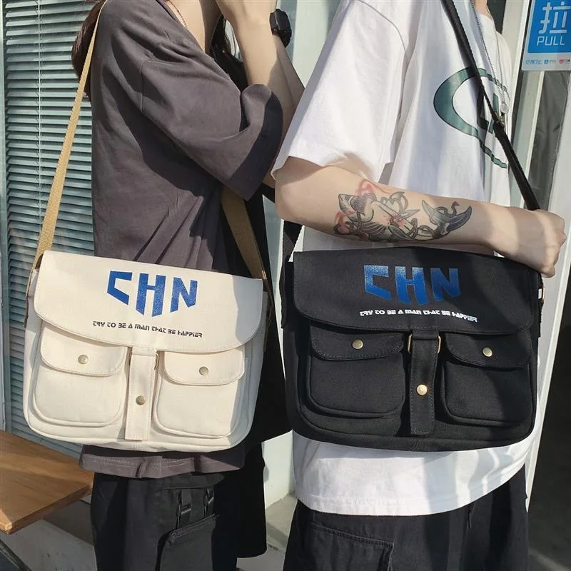 Japanse Stijl Canvas Kruis Tas Grote Capaciteit Schoudertas Student Mode Outdoor Casual Versie Effen Kleur Messenger Bags