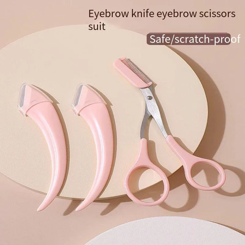 

Crescent eyebrow trimming knife and eyebrow trimming scissors