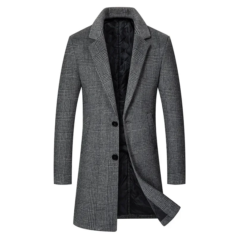 2025 Cappotto da uomo invernale 50% misto cashmere Caldo business casual Cappotto di pelle di pecora Cappotto da uomo casual retrò britannico di lana da uomo