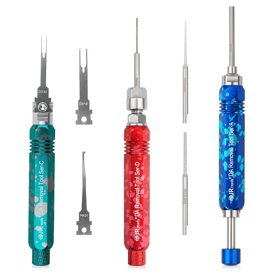 JRready Pin Removal Tool Kit - 7PC Extractor Set For AMP/Molex & Delphi Weatherpack Connectors