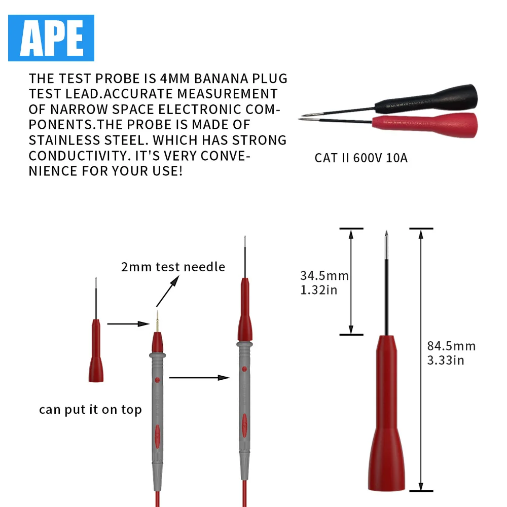 Electrical Multimeter Test Lead Set with Alligator Clip Test Hook Lead Professional Kit 9 Piece Set