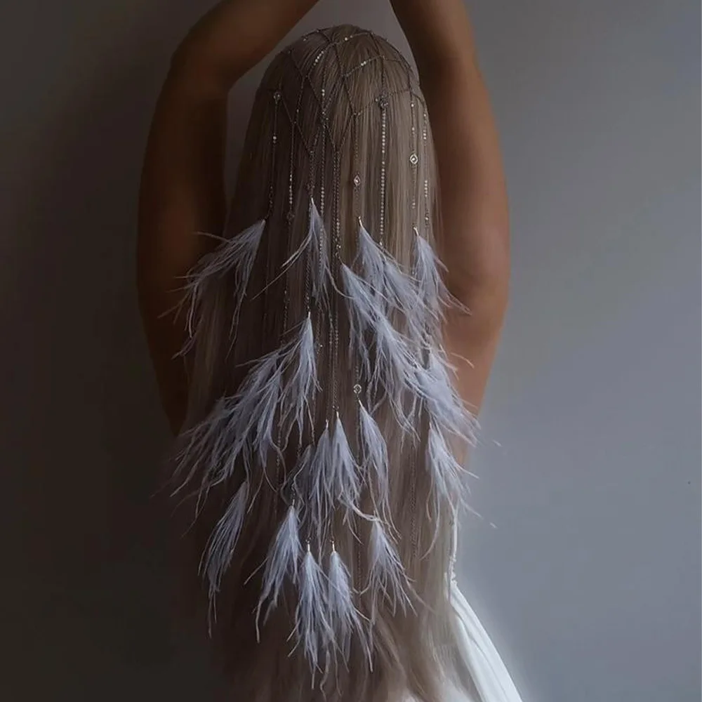 

Женский головной убор с перьями, украшения для волос из бисера