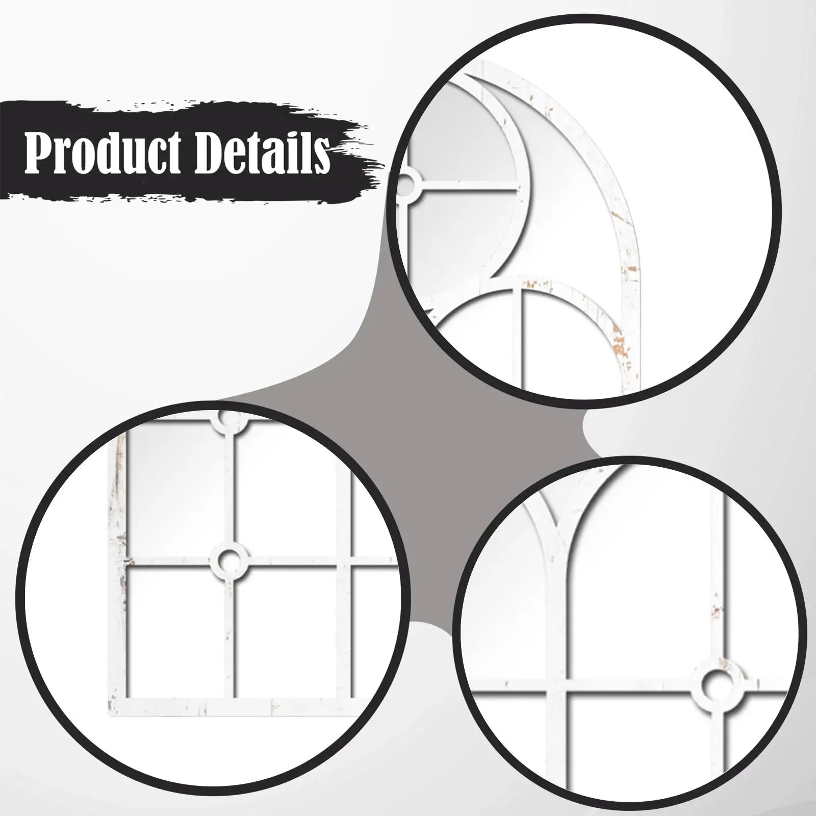 Arched Window Mirror, Windowpane Arch, Wall MirroR, Wall Decor for Vanity Fireplace