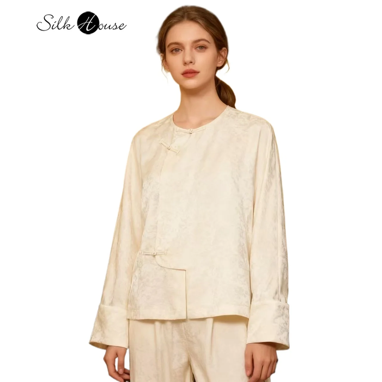 

Женская модная ранняя осень, новый стиль, белый фон с цветочным принтом, 100% натуральный шелковый планка, новая куртка в китайском стиле