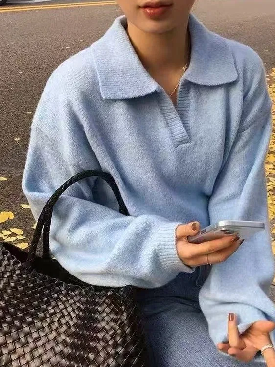 Maglieria con colletto Ele per donna Faionable Agel Design Inverno 2025 Nuovo arrivo Premium Feel Materiale di alta qualità