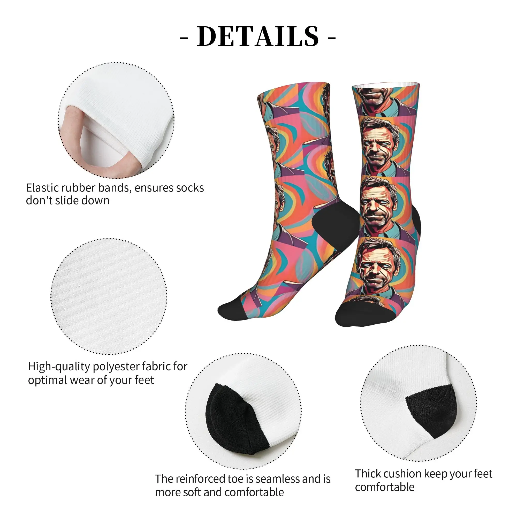 Dr. Gregory House Psychedelic Stockings Adults Men Socks Soft Leisure Socks Autumn Skateboard Anti Sweat Graphic Socks Present