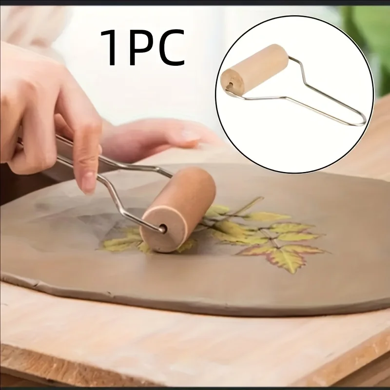1Pcs Smooth Wooden Clay Roller, Natural Wood Pottery Tool, Durable Polymer Clay Shaping Supplies for Sculpting, Trimming & Ceram