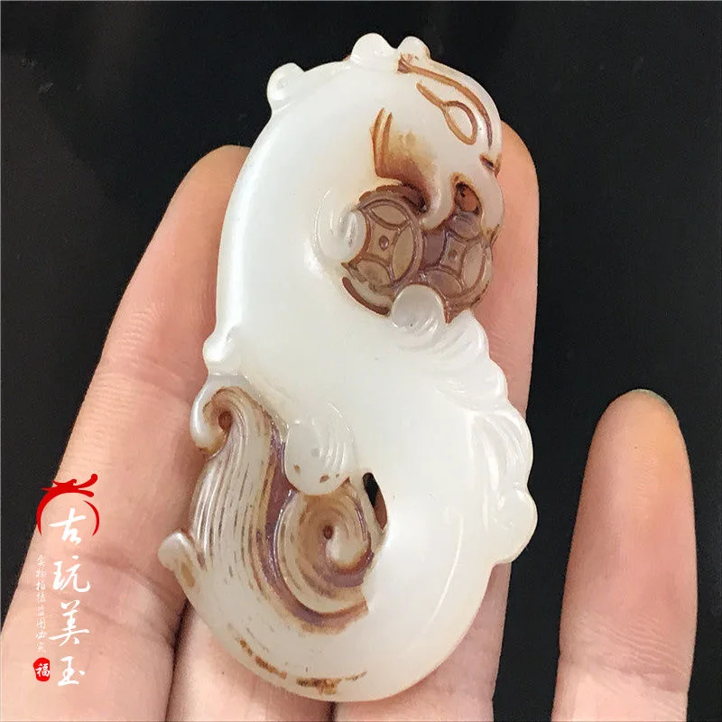 artifacts from the Ming and Qing dynasties, white jade, high antique jade, old pendants, phoenix bird pendants