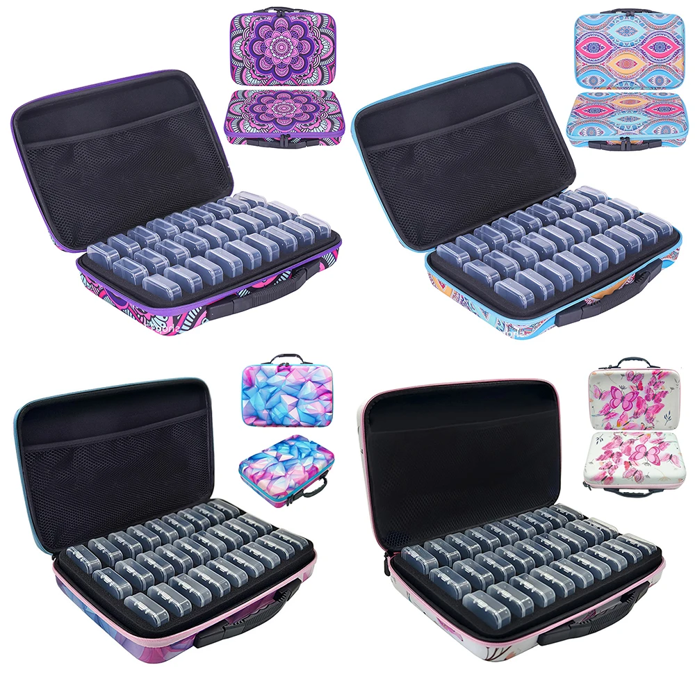 

Butterfly Print Diamond Painting Storage Case with 27 Clear Organizer - Portable Craft Tool Kit for Beads, Jewelry & DIY Kits