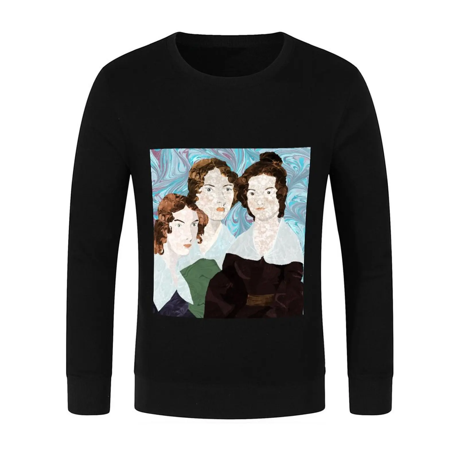 Bronte Sisters in Marbled Bookbinding Paper Pullover men's clothes mens clothing men's coat sweatshirts men #2