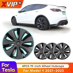 XVIP 4PCS 19'' Wheel Cap New Model Y 21-23 For Tesla Replacement HubCap Performance Full Rim Cover Hurricane Straight-Edge Style