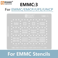 Amaoe EMMC3 BGA Reballing Stencil 0.15mm For EMMC EMCP UFS UMCP LPDDR NAND PCIE Universal CPU Tin Planting Platform Steel Mesh