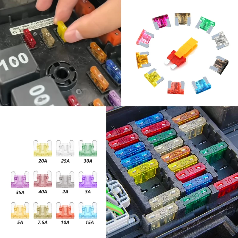 250Pcs Micro-Mini Fuses + Fuse Puller, Mini Blade Type Standard Type, Specifically for Small Cars, Safety Circuit Protection, Multi-Ampere Assortment (2A-40A) - All-In-One Car Fuse Set