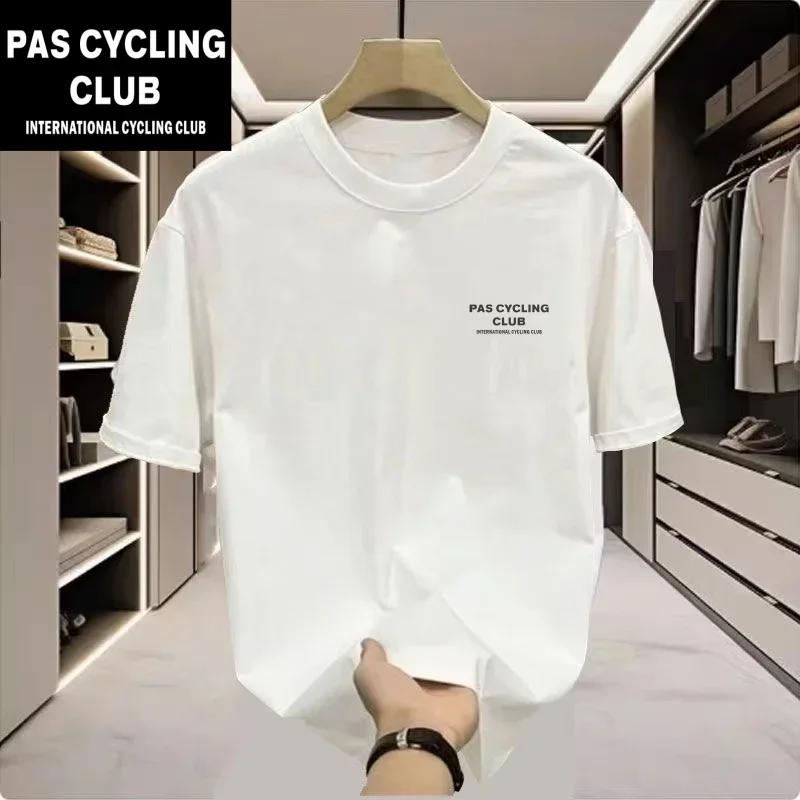 PAS Cycling Round Neck Short Sleeve Basic Casual Loose Jersey Men Women Summer Clothing Pure Cotton Casual Letter Printed Top DH