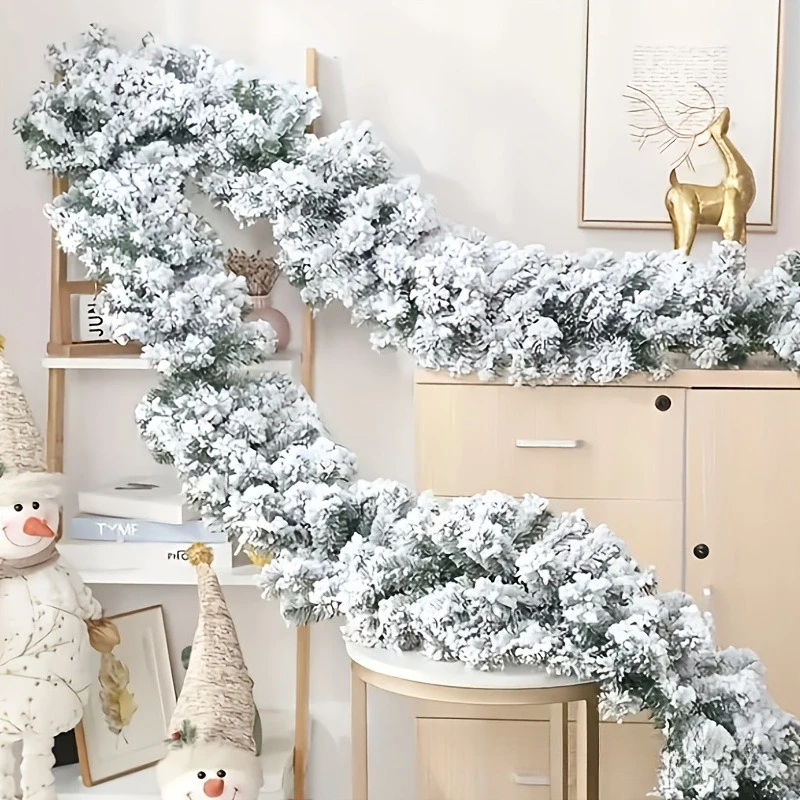 1 Stück Luxuriöse Schneebestäubte Tannengirlande Weihnachtsdekoration für Innen und Außen Feiertags-Hängedekoration Realistische Künstliche Winterpflanze – Detail 11