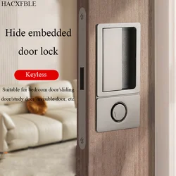 Minimalist Handleless Flat Lock Bedroom Hidden Embedded Magnetic Door Lock Silent Push Pull Black Invisible Bathroom Door Lock