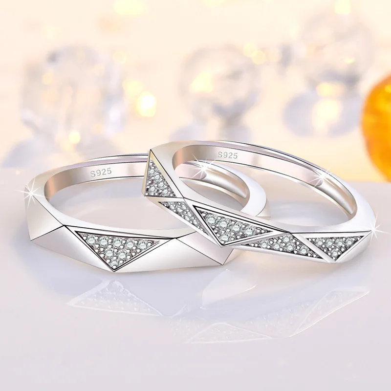 2PCS New 925 Sterling Silver Ring Couple Simple for Women Wedding Luxury Jewelry Engagement Charm Fashion Party Gifts Ring