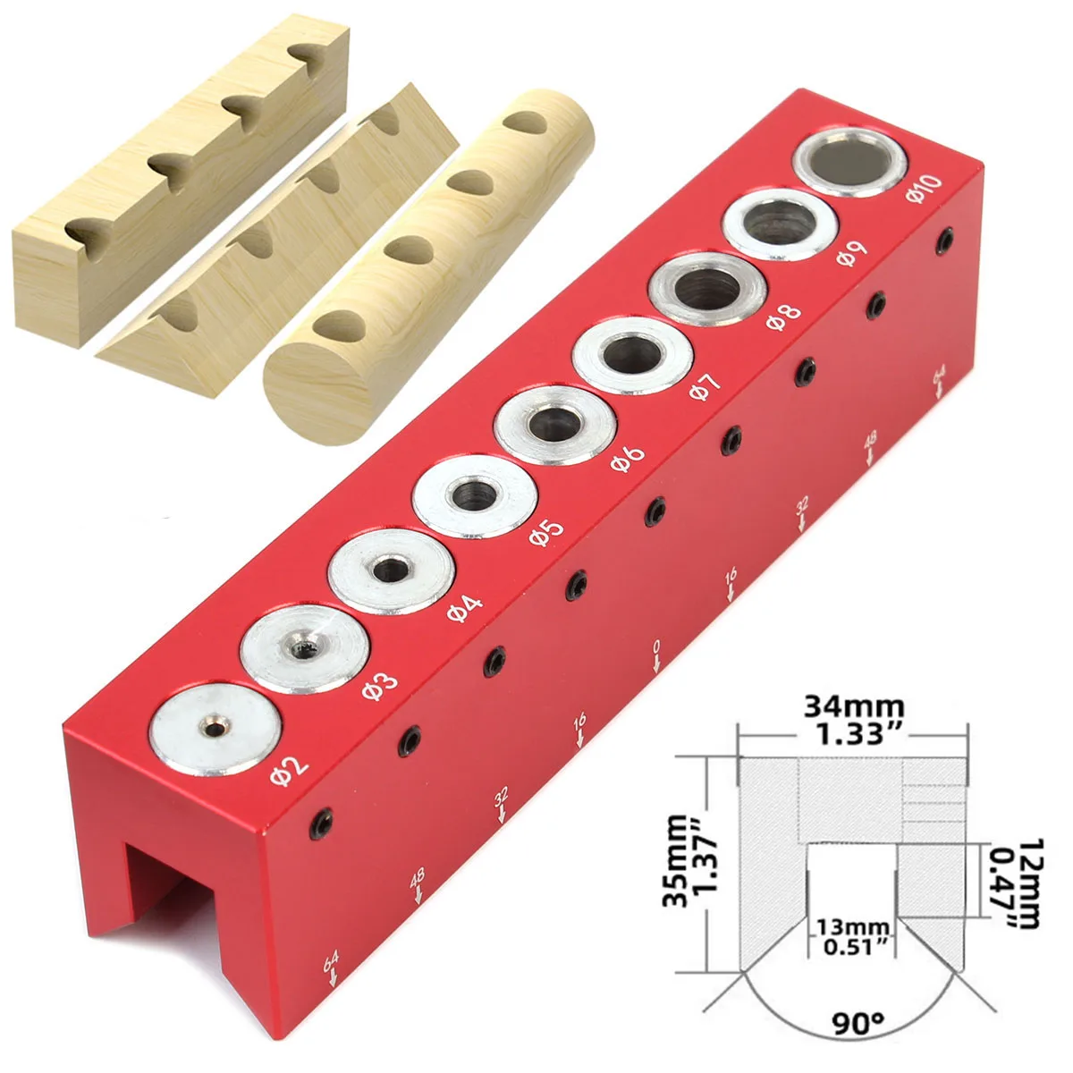 

Woodworking 2mm-10mm Pocket Hole Doweling Jig Self-centering Vertical Drilling Guide Punching Hole Locator Kit