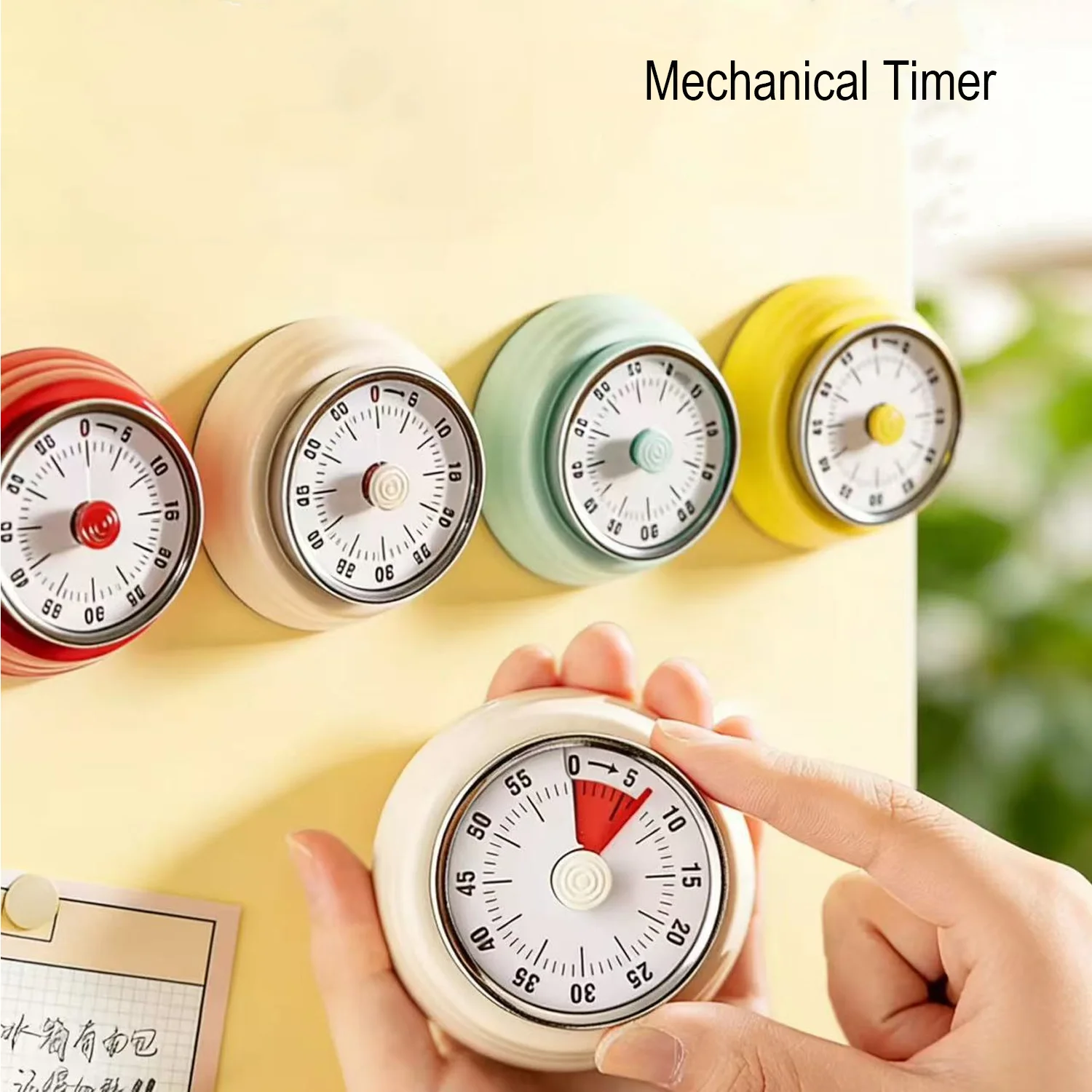 Vintage Stainless Steel Magnetic Mechanical Kitchen Timer 60 Minute Wind-up Countdown Loud Alarm for Cooking Timer Office Tasks