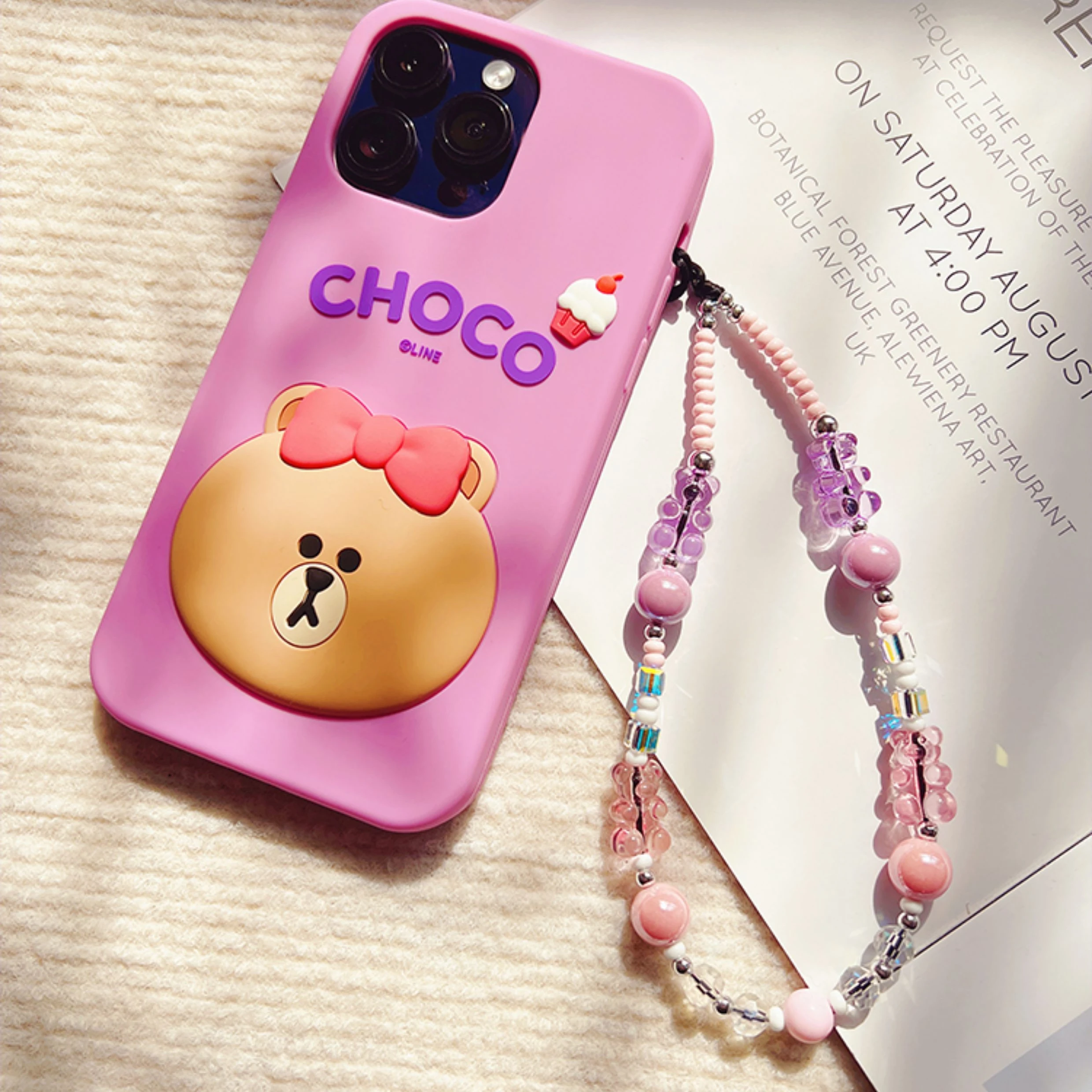 Transparent Gummy Bear Mobile Phone Charm for Women Acrylic Crystal Beads Cellphone Strap Accessories Wholesale Telephone Chain