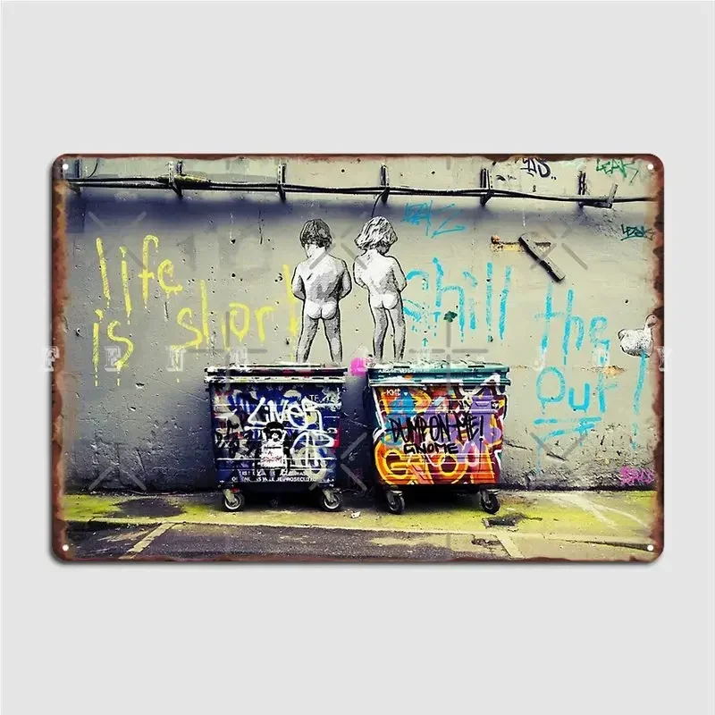 Banksy Chill The Duck Out Poster Metal Plaque Cinema Living Room Plaques Club Bar Funny Tin Sign Posters