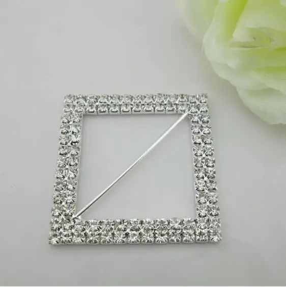 2pcs large square rhinestone buckle silver for scarf shirt garment accessory