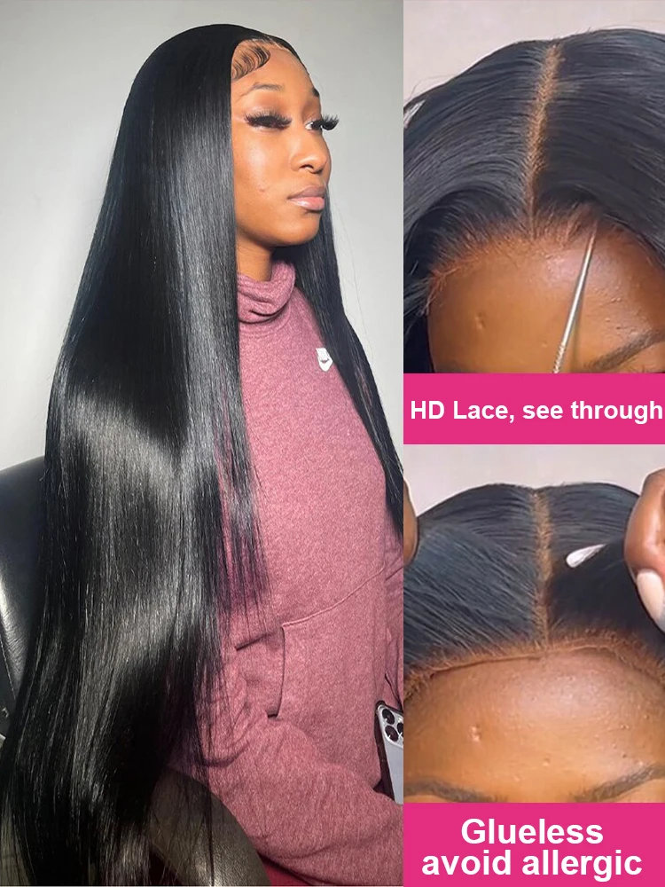 250%  Pre Cut Wear and Go Glueless Wig 30 38Inch Bone Straight 13x4 HD Lace Frontal Wig Human Hair PrePlucked Wigs on Sale