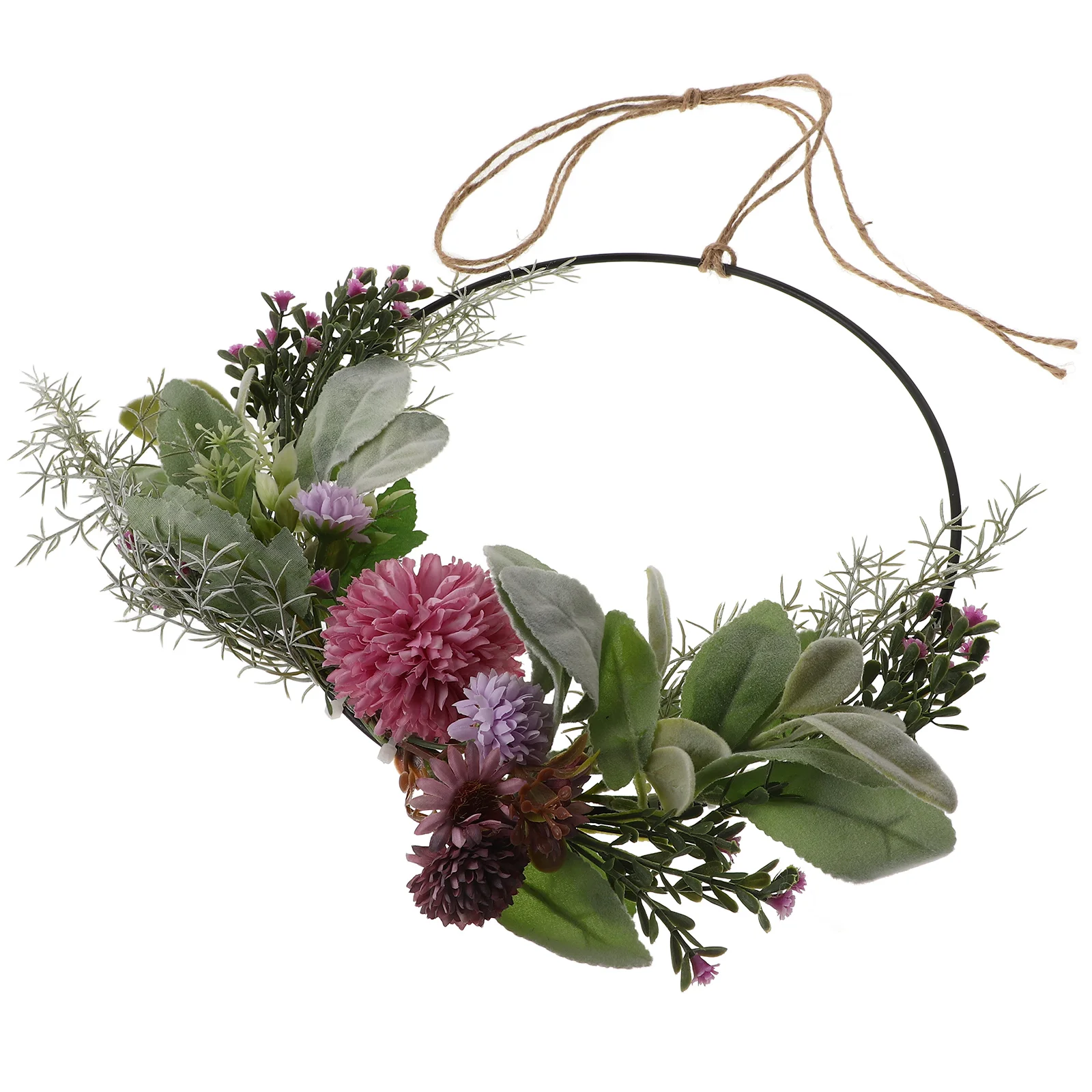 

Artificial Floral Hoop Wreath Round Metal Ring Fake Flowers Green Eucalyptus Leaves Wedding Holiday Wall Decor Door Hanging