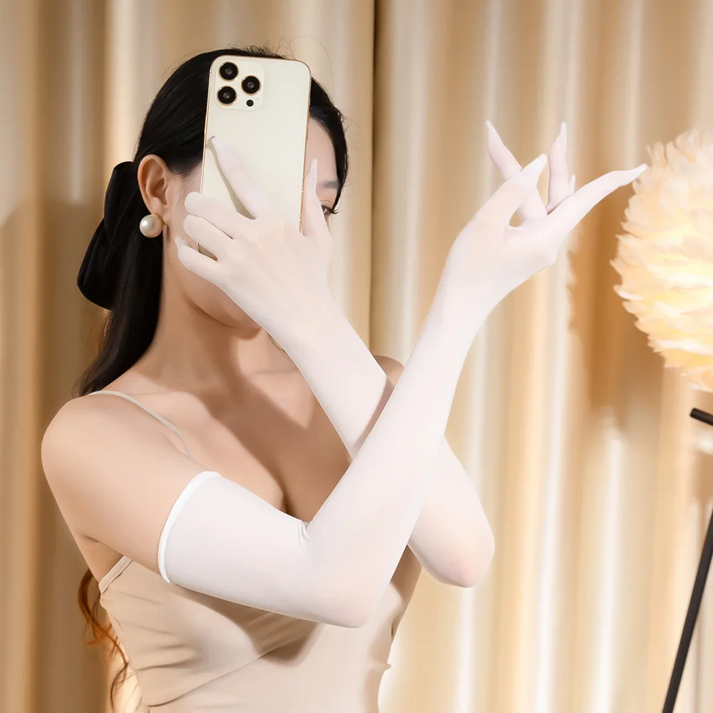 Solid Nylon Ultra-thin Seamless Sexy High Elasticity Tight Stocking Gloves Long Sunscreen Women Dance Party Night Club Cosplay