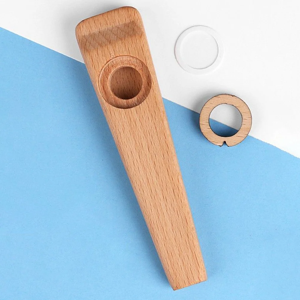 

1Set Kazoo Musical Instrument Wooden Recorder Portable Design for Beginner Adults Guitar Accompany Performance