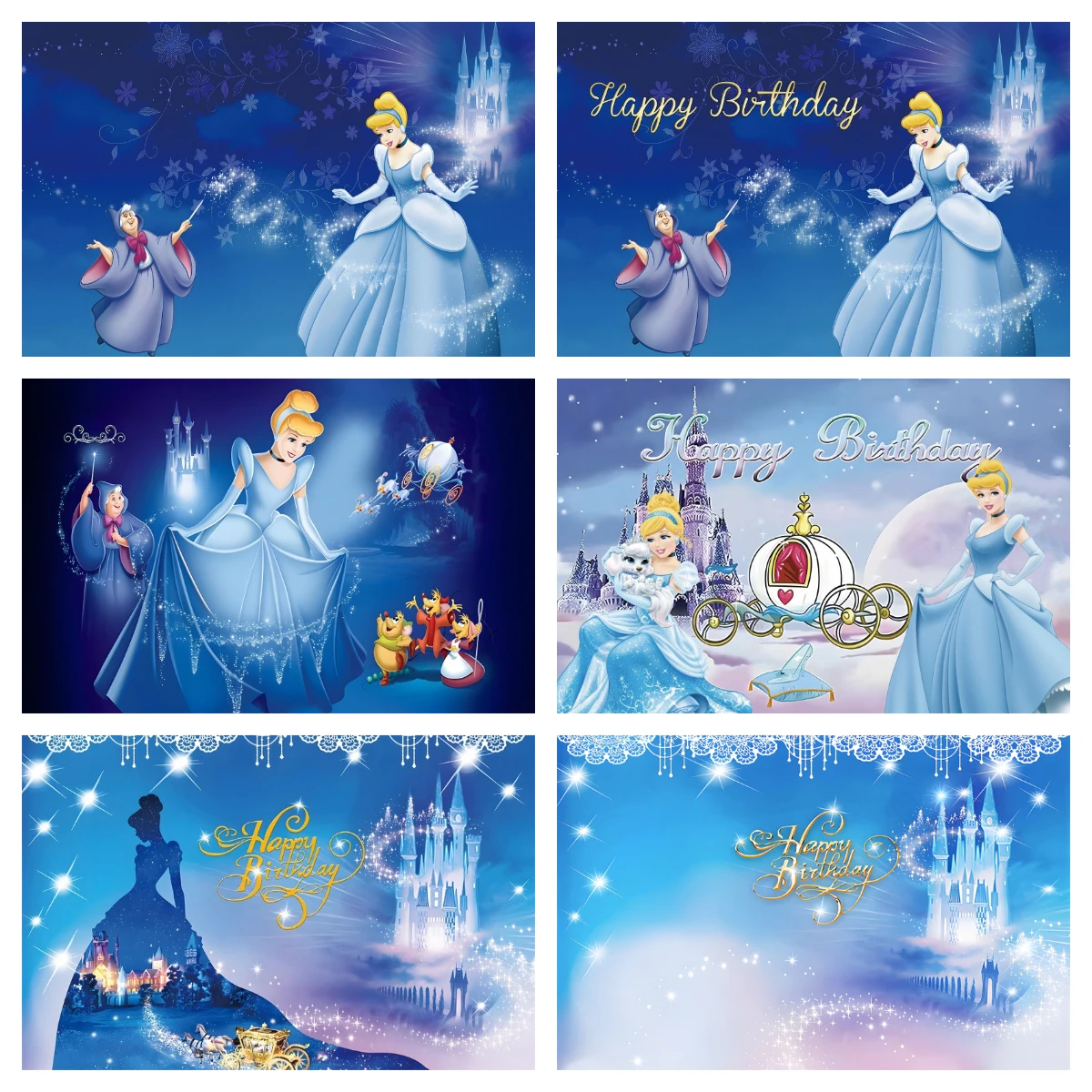 

Disney Princess Cinderella Background For Photography Photo Backdrop Birthday Decoration Baby Shower Girl Kid's Party Props