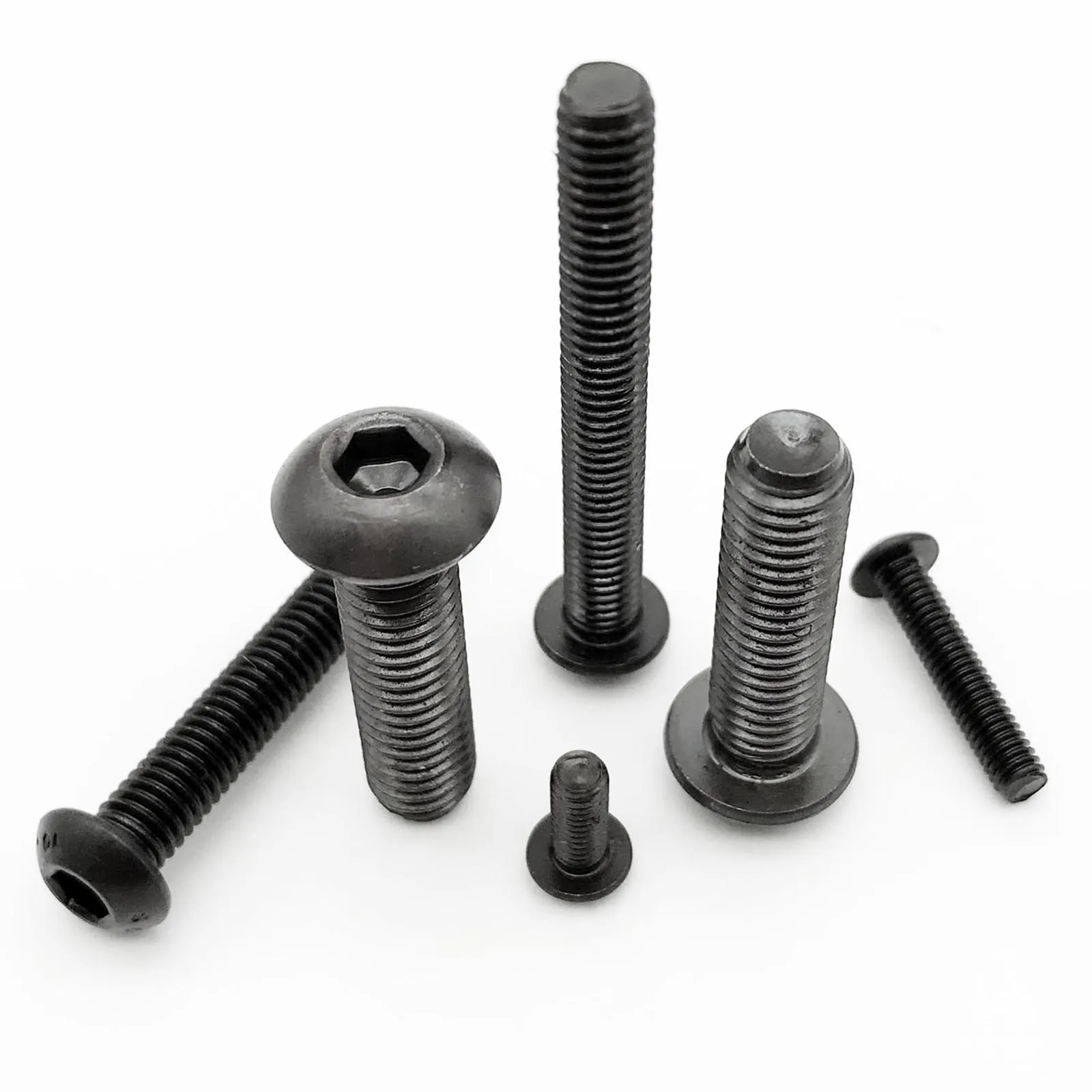 5/10/50pcs M1.6 M2 M2.5 M3 M4 M5 M6 M8 Black Grade 10.9 Steel ISO7380 Hex Hexagon Socket Allen Button Round Head Screw Bolt