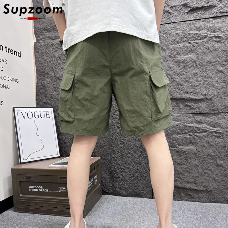 Supzoom New Arrival Top Fashion Summer Loose Casual Belt Design High Street Trendy Stitching Pocket Cargo Shorts Shorts Men