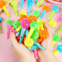 20pcs/bag Cute Smiley Face Whistle Plastic Whistle Toy Kids Birthday Party Favor Treat School Guest Gifts Goodie Bag Fillers