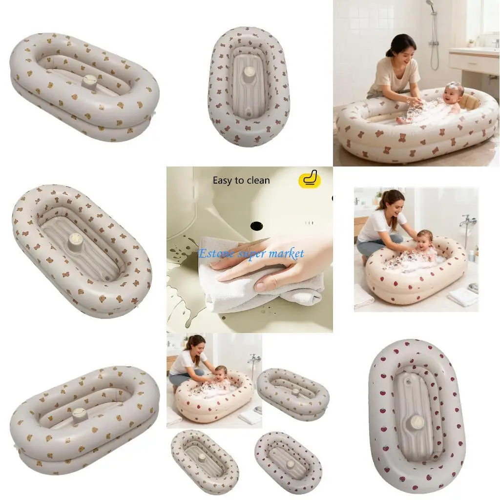 

090B Foldable Inflatable Bathtub Easy Storage and Carry Safe Comfortable Design Nonslip Bottom for Infant Multi Purpose