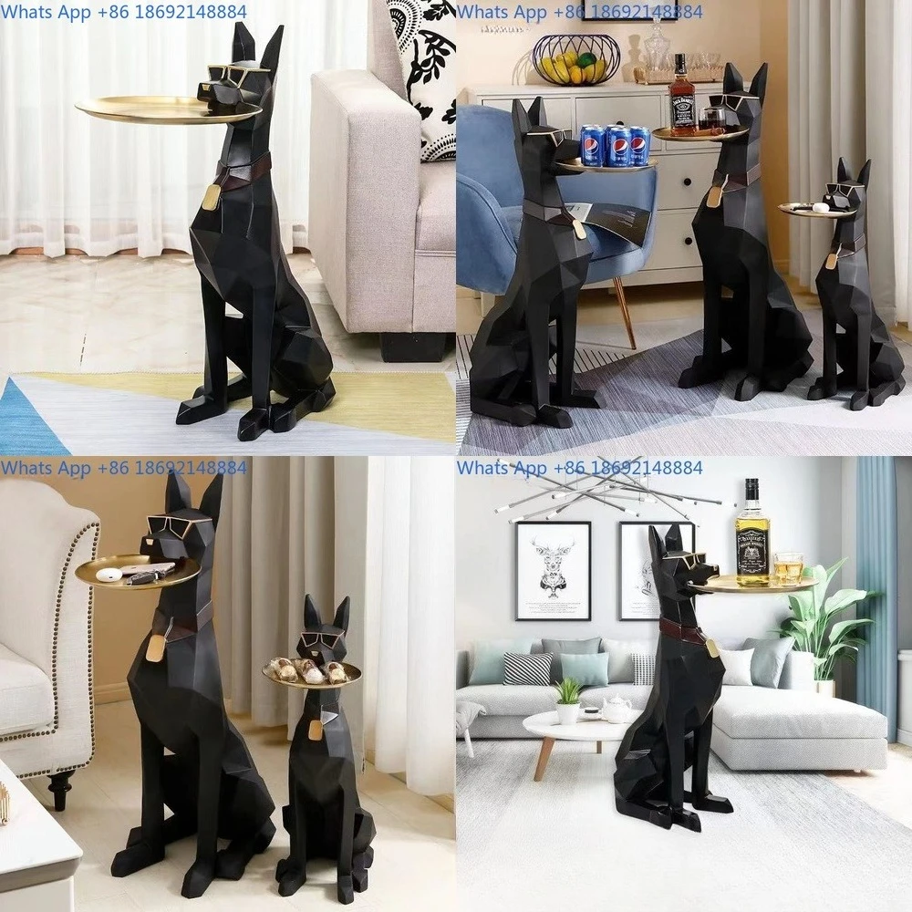 

Nordic style floor standing gentleman dog decorative piece for living room sofa high quality storage decor gift