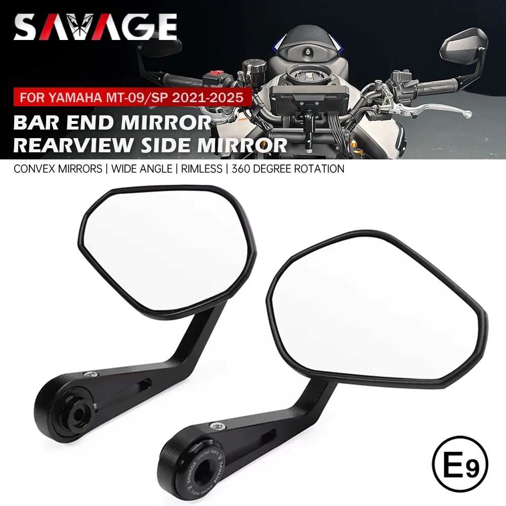 

2025 MT-07 MT-09 Handlebar End Mirror E9 For YAMAHA MT09 SP 2021-2023 MT09SP 2022 Motorcycle Bar End Side Rearview Mirrors