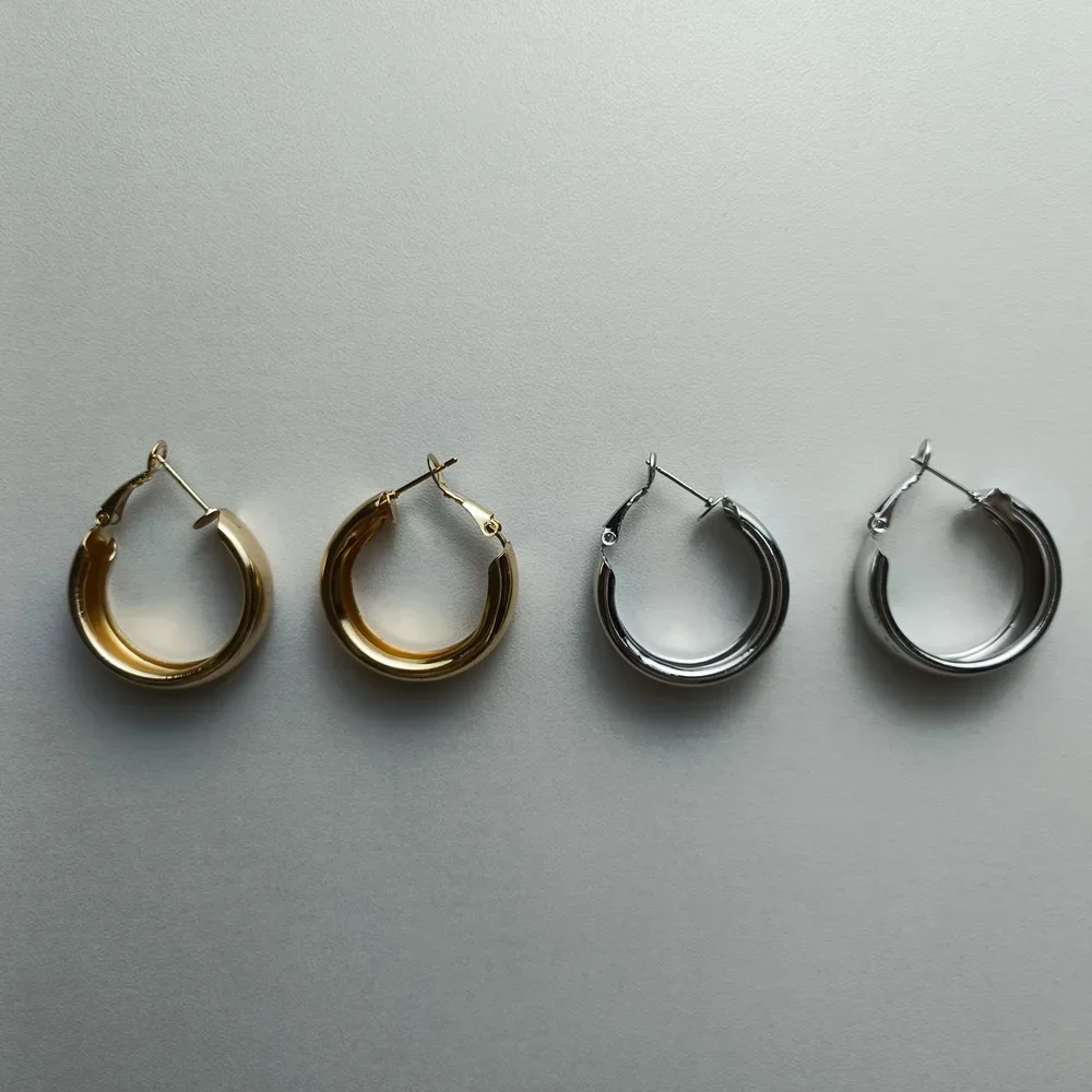 Illuminate Beauty Thick Round Hoop Earrings Geometric Y2K Trend 2024 Fashion Neutral Aesthetics Africa Jewellery Big серьги