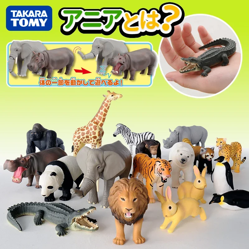 

Original TAKARA TOMY Tomica Simulation Wild Animal Tiger Crocodile Elephant Lion Panda Orangutan Model Toys Gift for Children