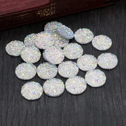 New Fashion 40pcs 12mm White AB Color Flat Back Resin Cabochons Cameo G5-33