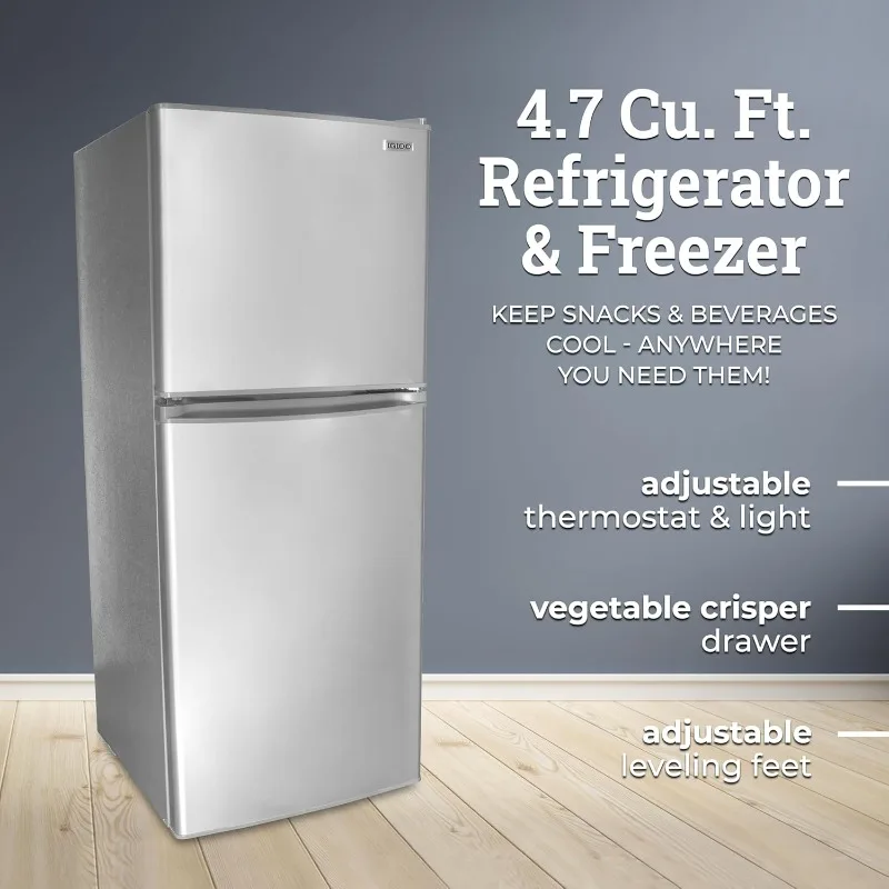 Igloo IRF47DDPL6A Double Door Refrigerator and Freezer, 3 Slide Out Glass Shelves, Suitable for Homes, Apartments