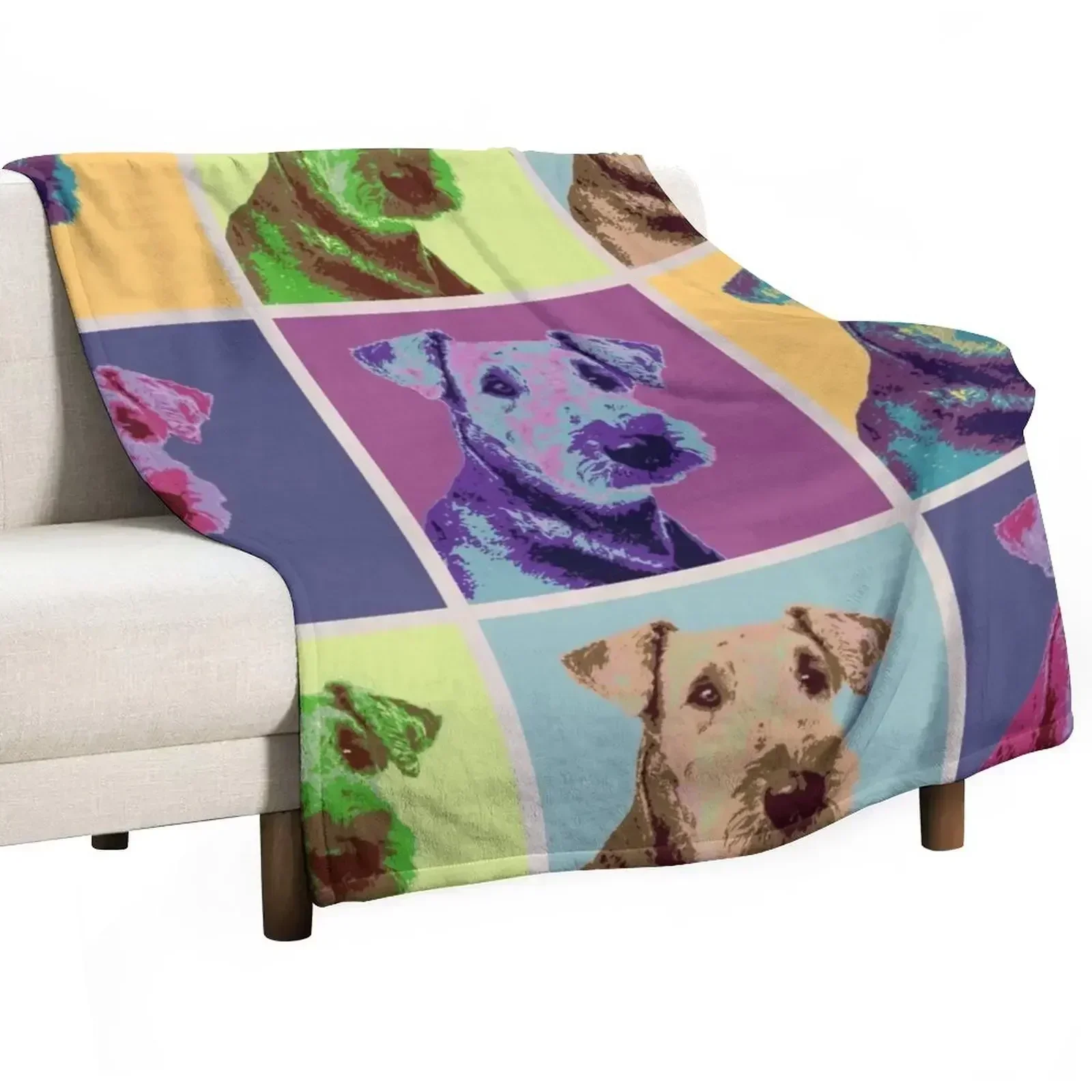 

Airedale Terrier Pop Art Grid Throw Blanket Summer Furry Blankets