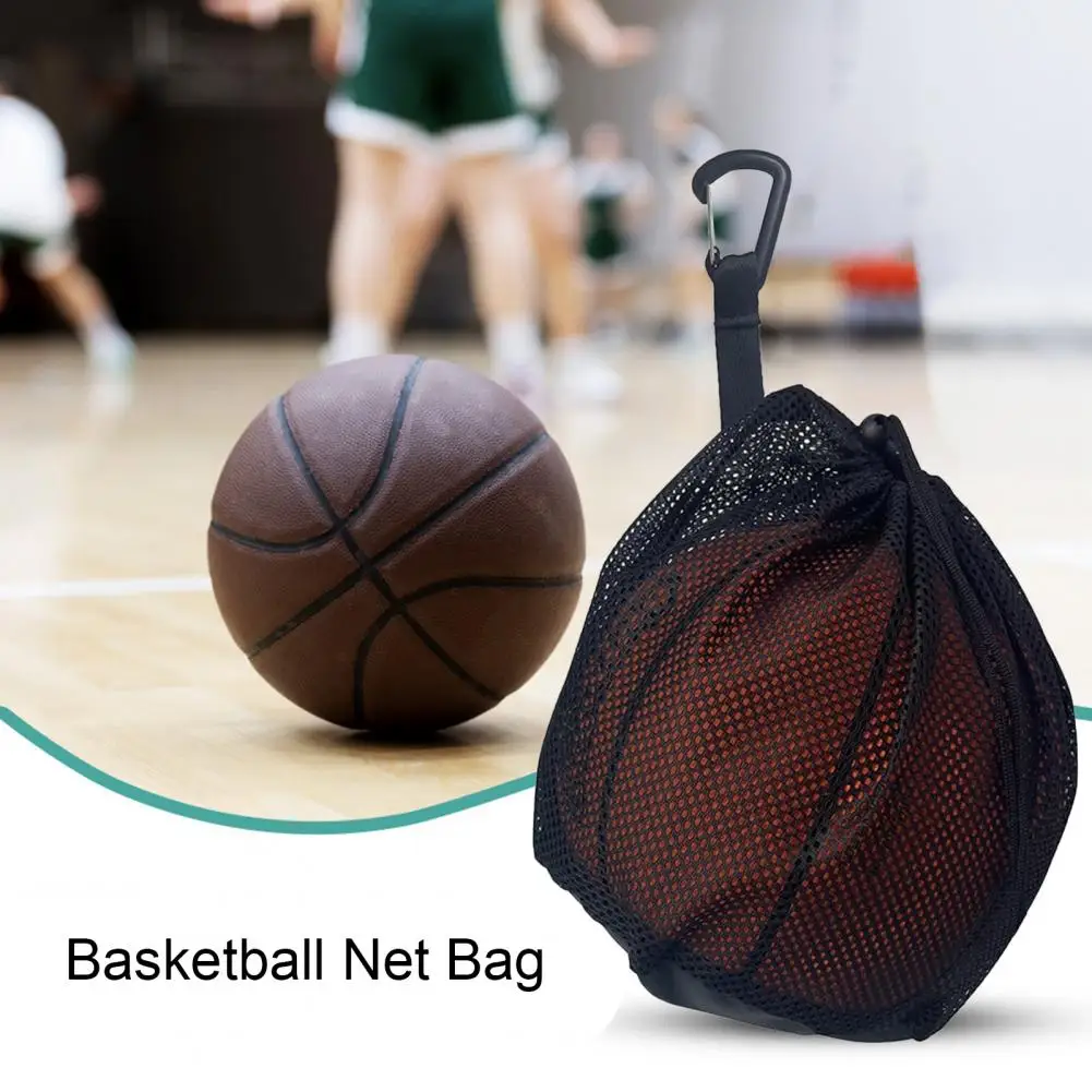 Hanging Buckle Sports Bag Breathable Basketball Bag Capacity Drawstring Sports Ball Net Bag with Hook for Basketball Soccer