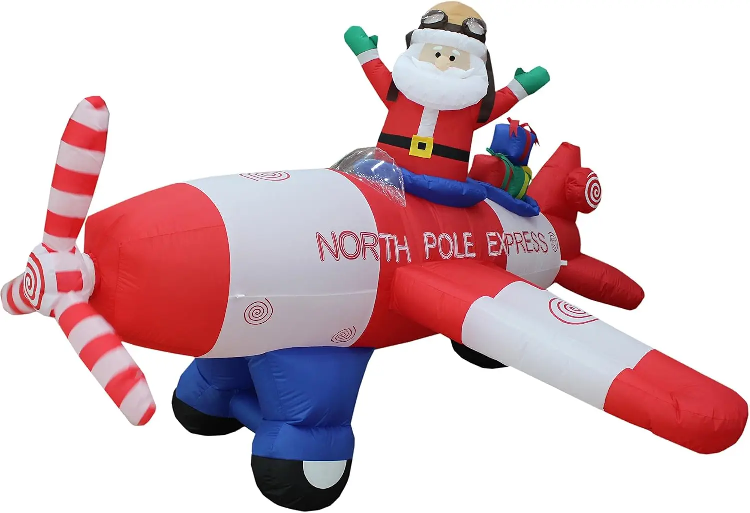 

Animated - 8 Foot Wide Christmas Inflatable Santa Claus Flying Airplane Blow Up Yard Decoration