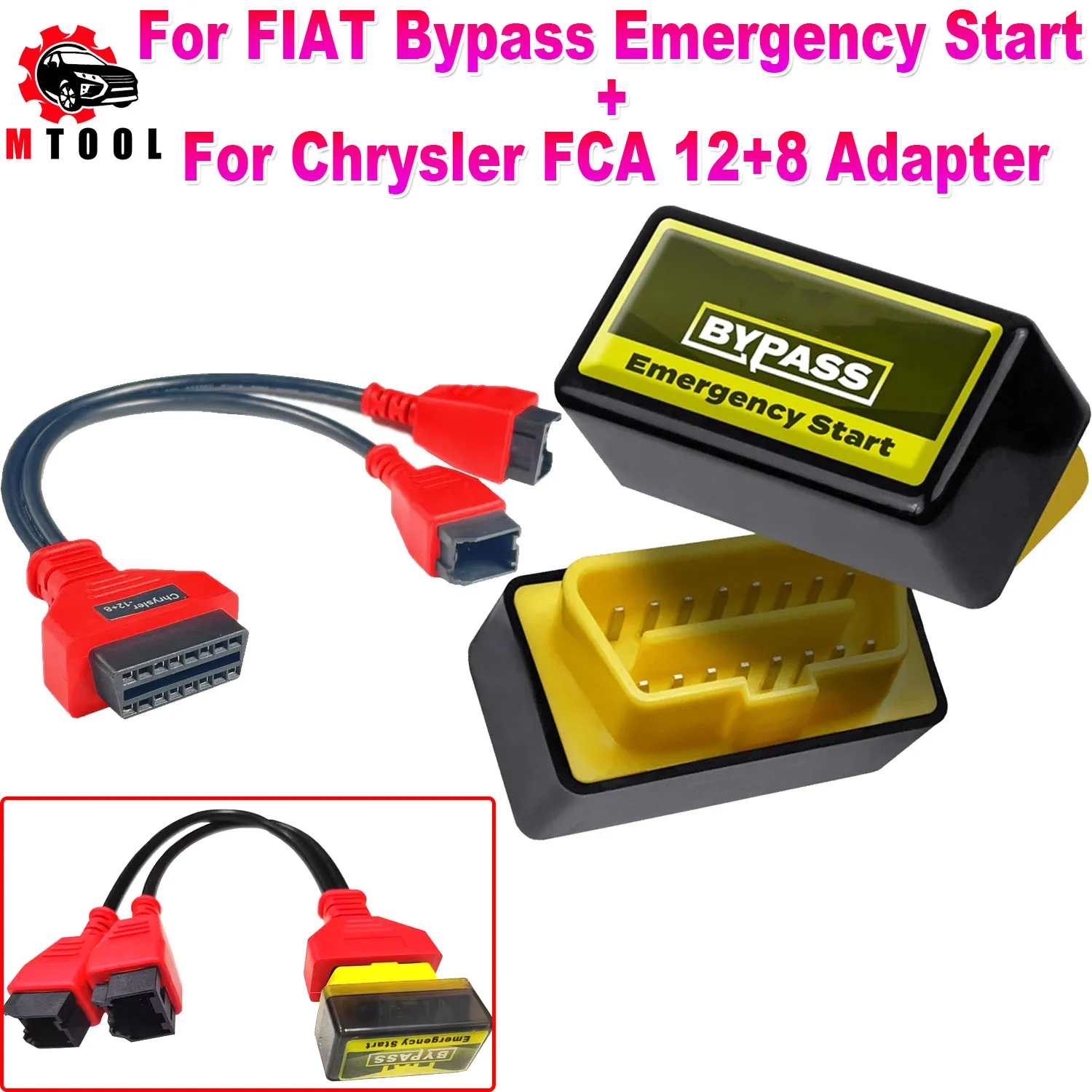 For Fiat Bypass Emergency Start Device + For Chrysler 12+8 Adapter For FCA Vehicle Fit Xhorse Launch Autel MS906S 908S MS906BT