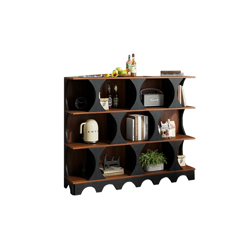 

1 Medieval Bookshelf Retro Solid Wood Display Cabinet Dining Side Entrance Cabinet American Bookshelf Storage Decoration Cabinet